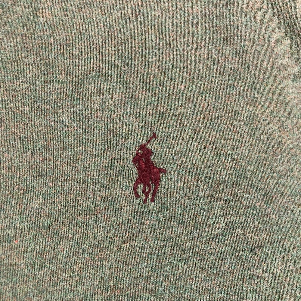 Polo Ralph Lauren Sweater Mens 2XL XXL Green Army Pima Cotton Knit V Neck Jumper